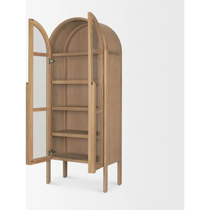 Callum Curio Cabinet by Mercana in brown. Made from manufactured wood in a transitional style.
