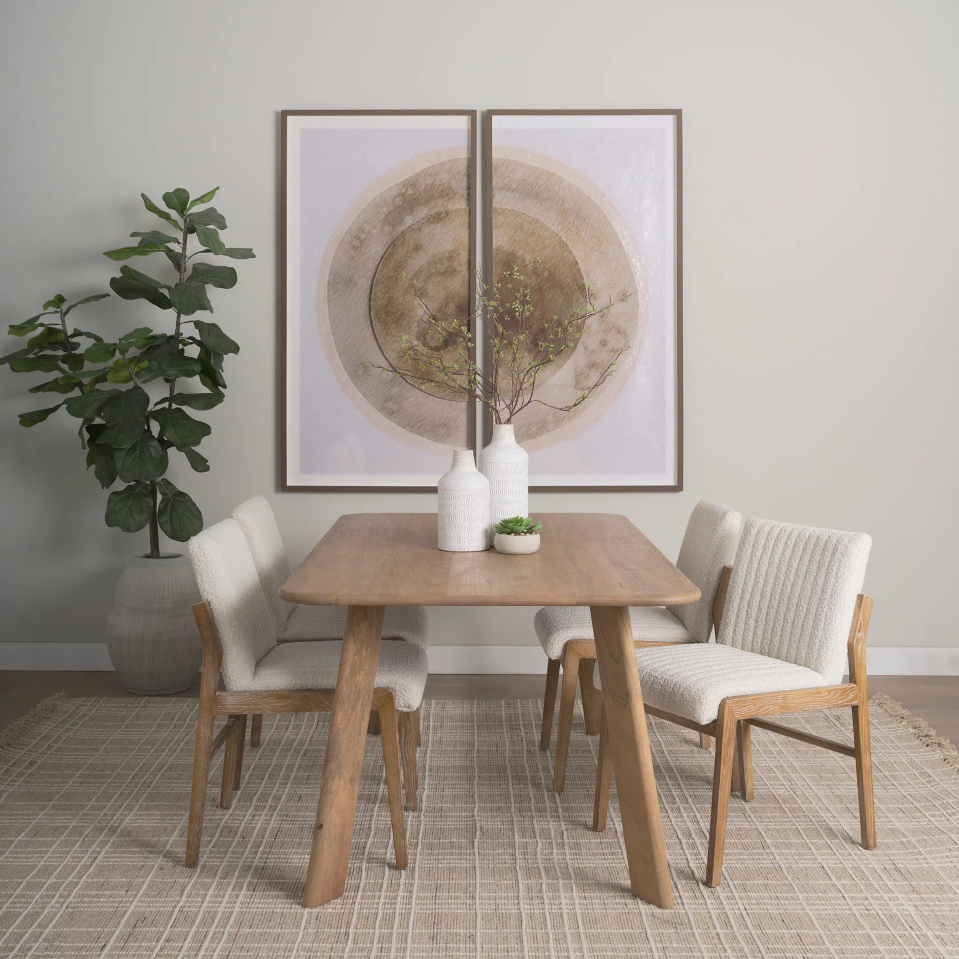 Tahoe Dining Chair by Mercana in cream, dark brown. Made from fabric in a unique style.