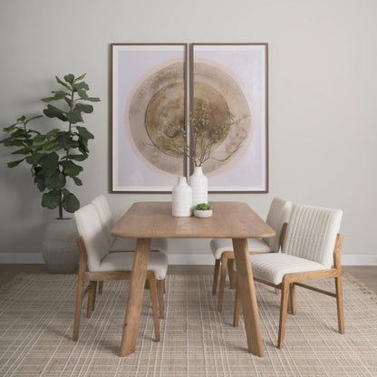Tahoe Dining Chair by Mercana in cream, dark brown. Made from fabric in a unique style.