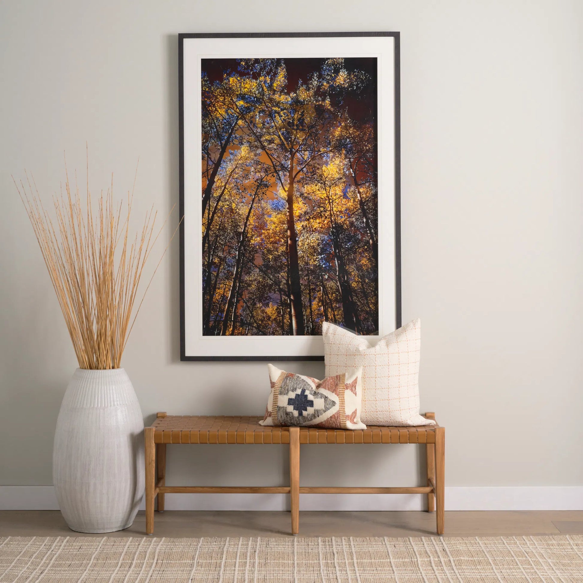 Kenzie Lumbar Pillow Cover by Mercana in blue. Made from cotton blend in a rustic style.