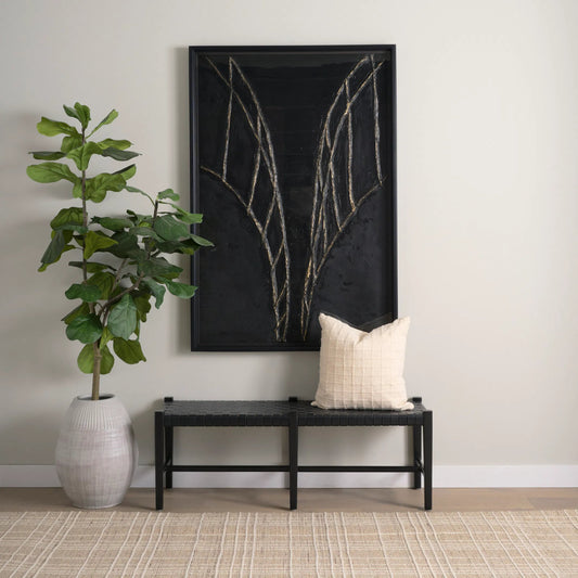 Shane Bench by Mercana in black. Made from wood in a traditional style.