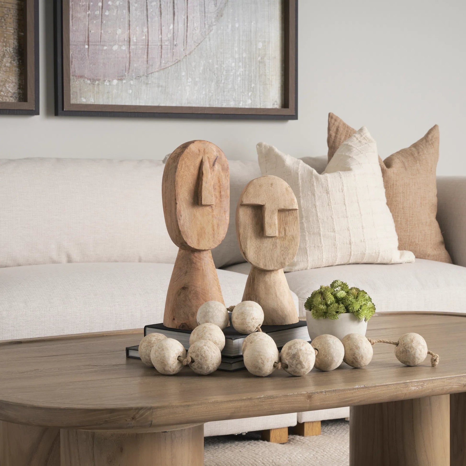 Ivan Wooden Head Sculpture by Mercana in brown. Made from solid wood in a cottage & farmhouse style.