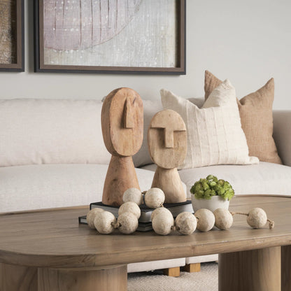 Ivan Wooden Head Sculpture by Mercana in brown. Made from solid wood in a cottage & farmhouse style.
