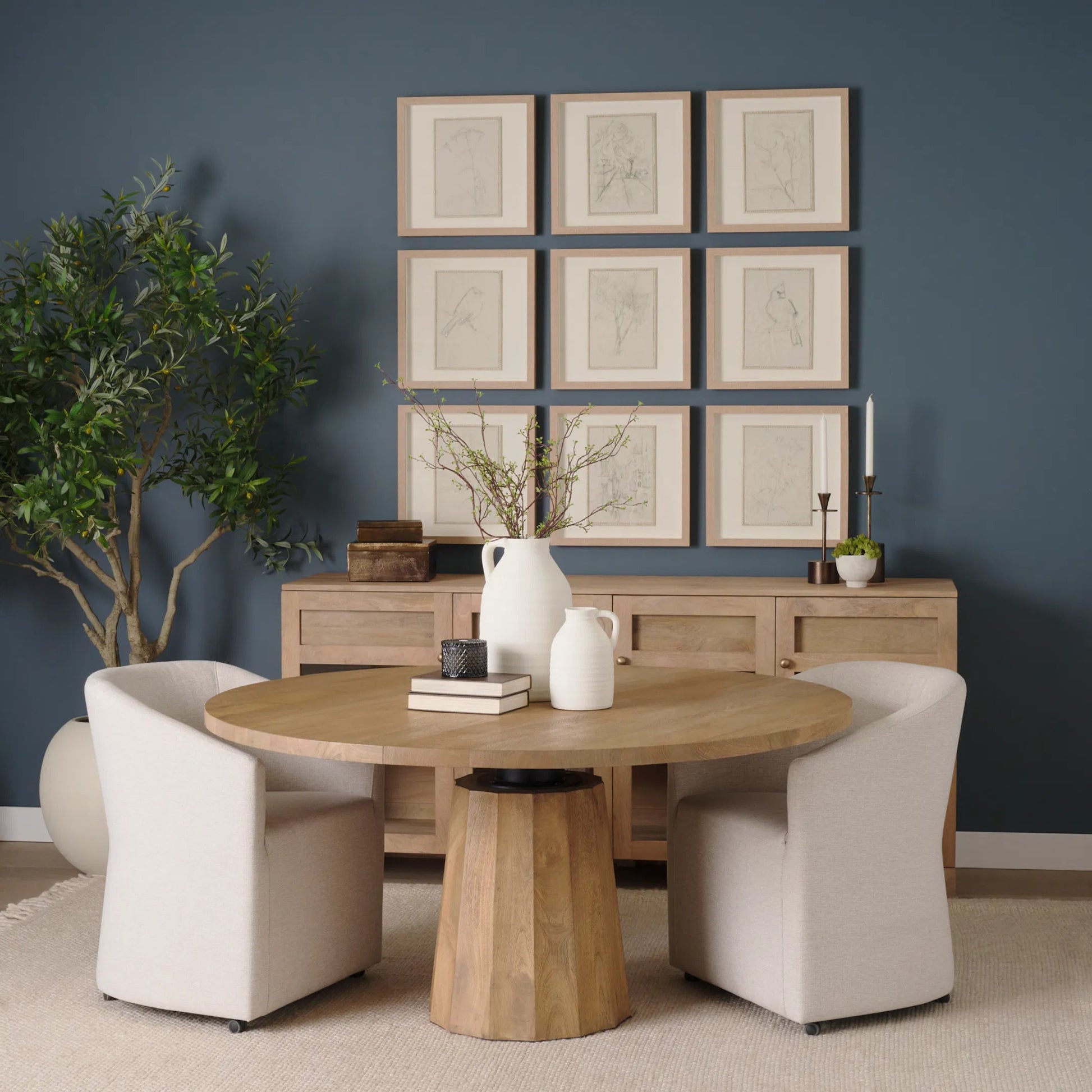 Suri Sideboard by Mercana in light brown. Made from solid wood in a transitional style.