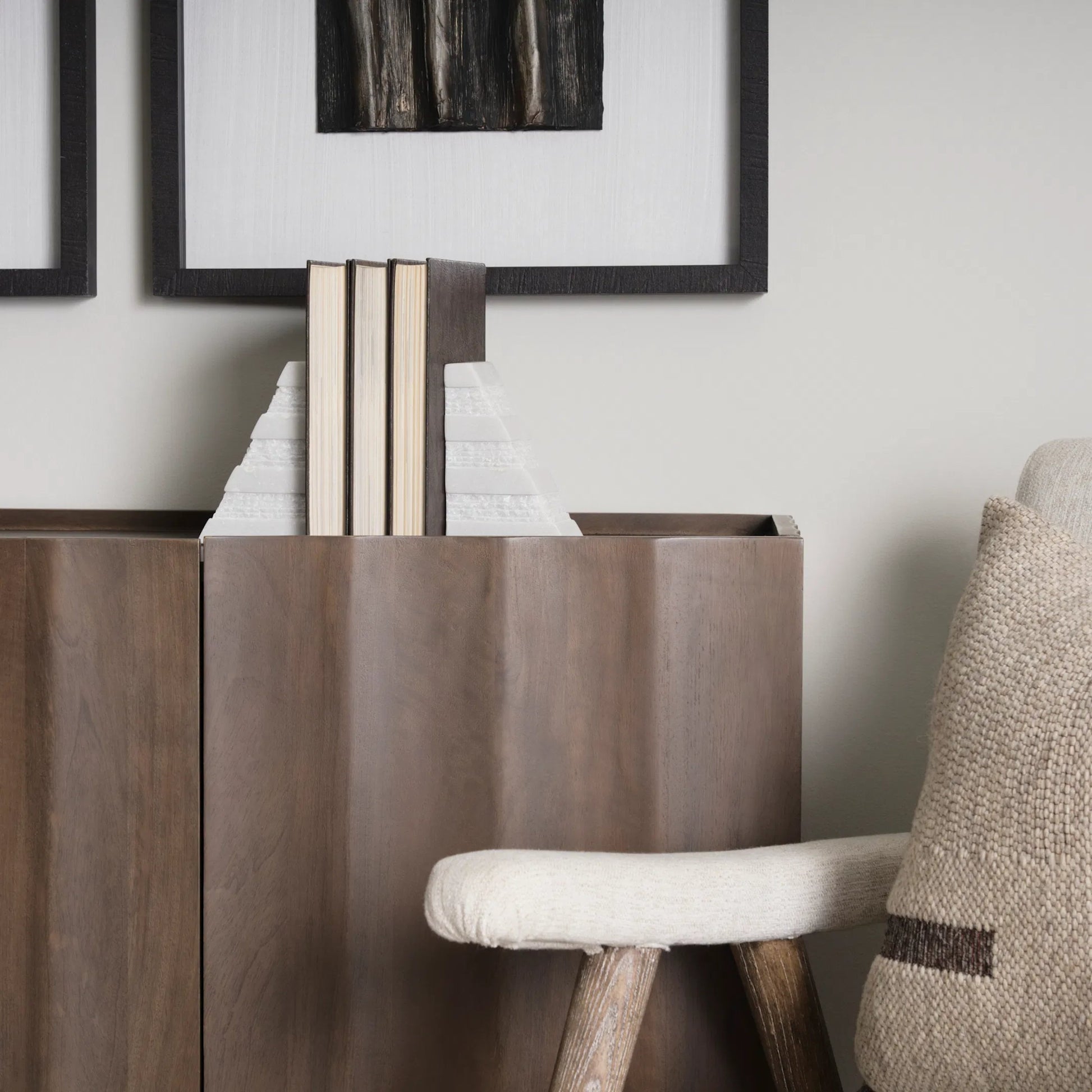 Cavetto Marble Bookends by Mercana in white. Made from unique in a unique style.