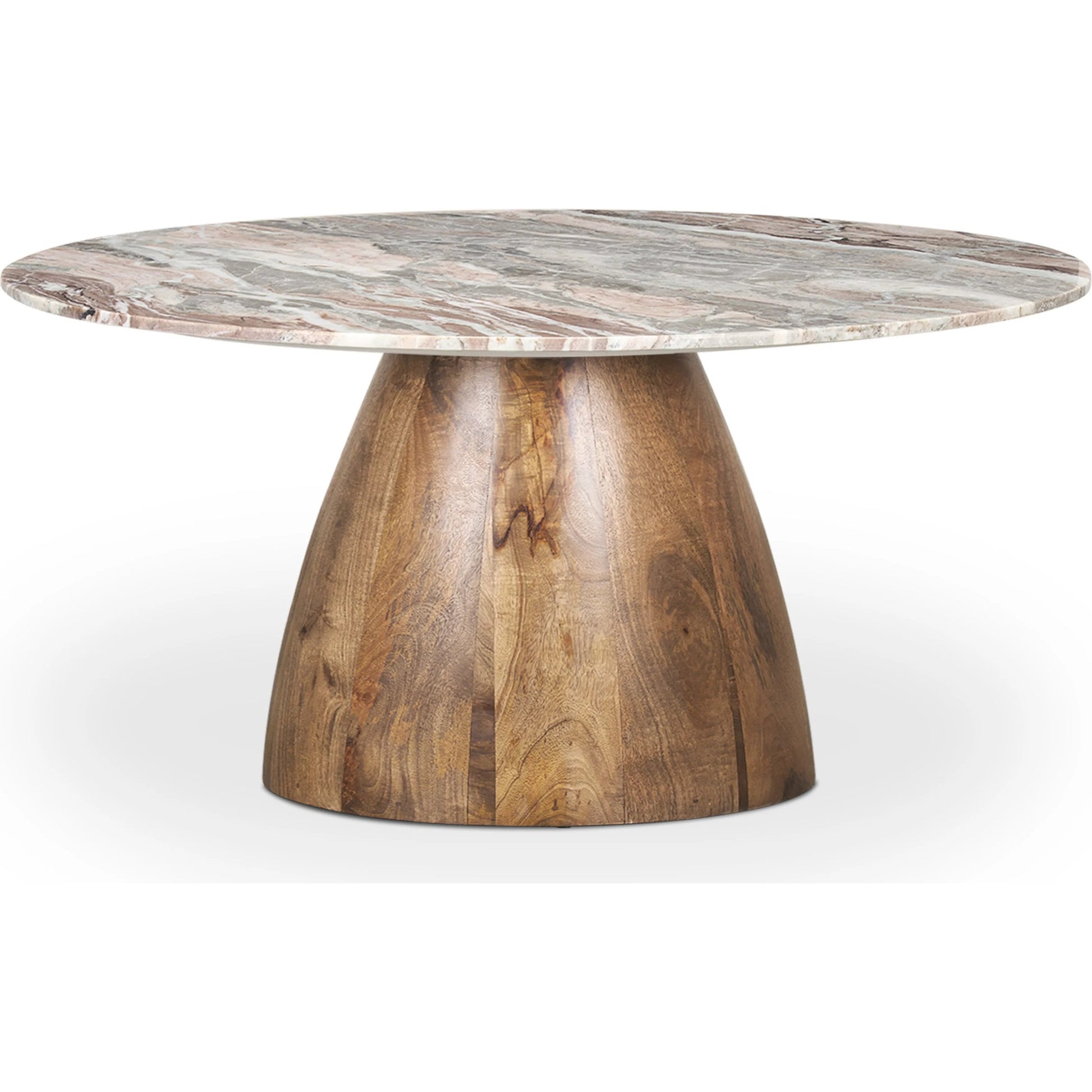 Allyson Coffee Table by Mercana in pink marble. Made from stone in a modern style.