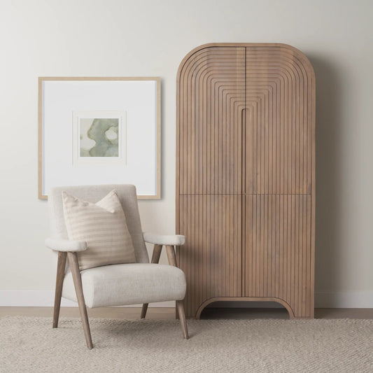 Sorina Curio Cabinet by Mercana in brown. Made from wood in a unique style.