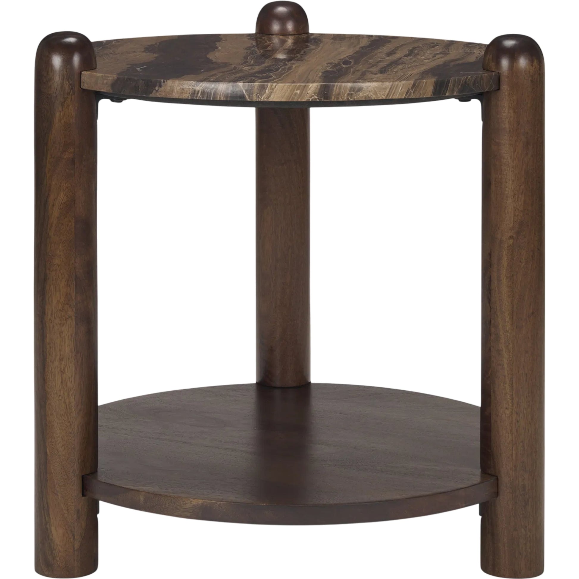 Jovia End Table by Mercana in brown. Made from stone, wood in a modern style.