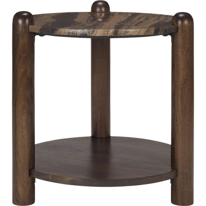 Jovia End Table by Mercana in brown. Made from stone, wood in a modern style.