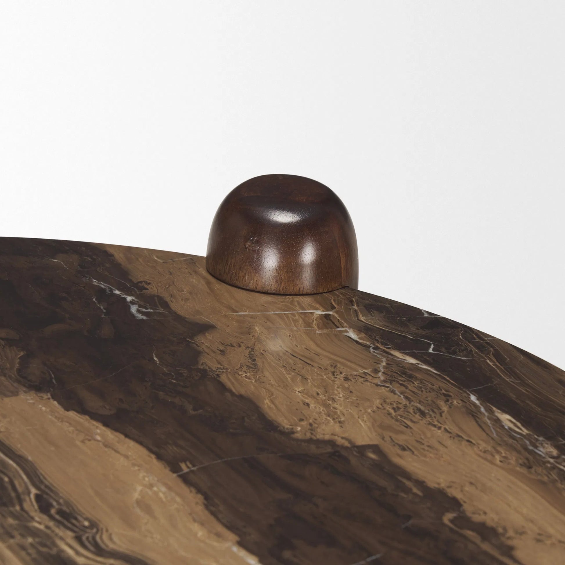 Jovia End Table by Mercana in brown. Made from stone, wood in a modern style.