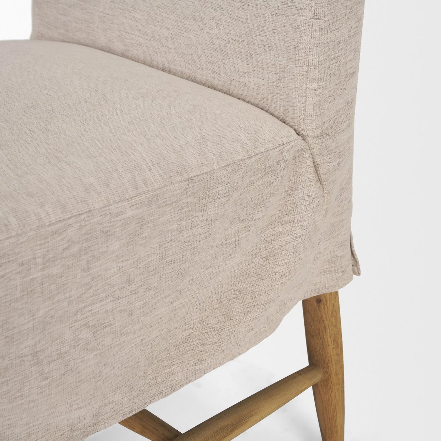 017 SI-2527791 | Closeup | Whitley Performance Fabric Dining Chair (Set of 2) by Mercana in oatmeal, light brown wood. Made from solid wood in a unique style.