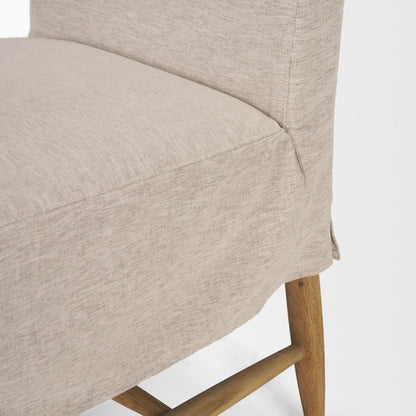 Whitley Performance Fabric Dining Chair (Set of 2) by Mercana in oatmeal, light brown wood. Made from solid wood in a unique style.