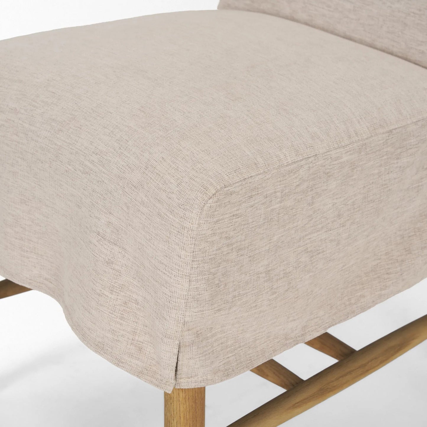 018 SI-2527791 | Closeup | Whitley Performance Fabric Dining Chair (Set of 2) by Mercana in oatmeal, light brown wood. Made from solid wood in a unique style.