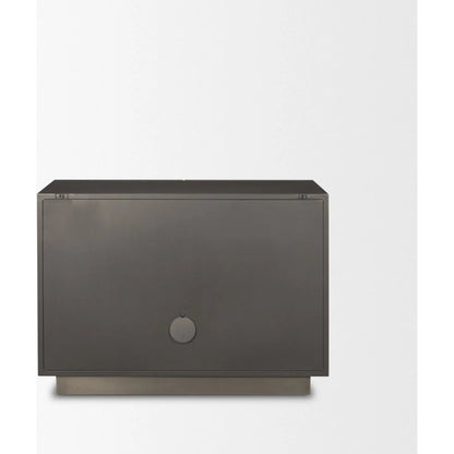 Roxdale Accent Cabinet by Mercana in black, silver. Made from metal in a unique style.