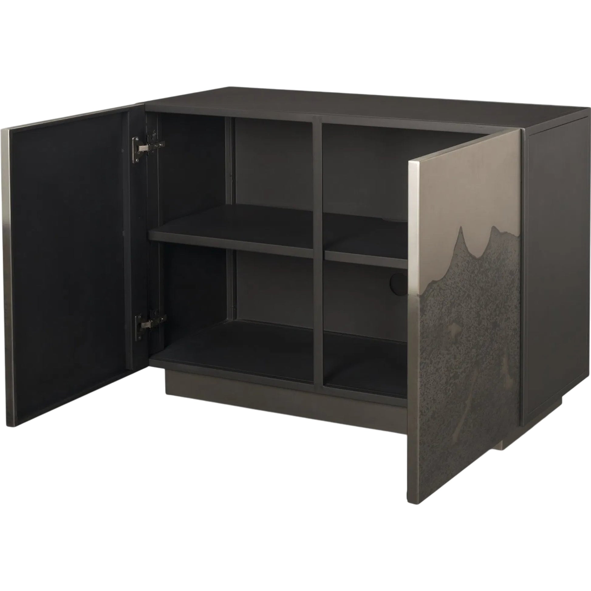 Roxdale Accent Cabinet by Mercana in black, silver. Made from metal in a unique style.
