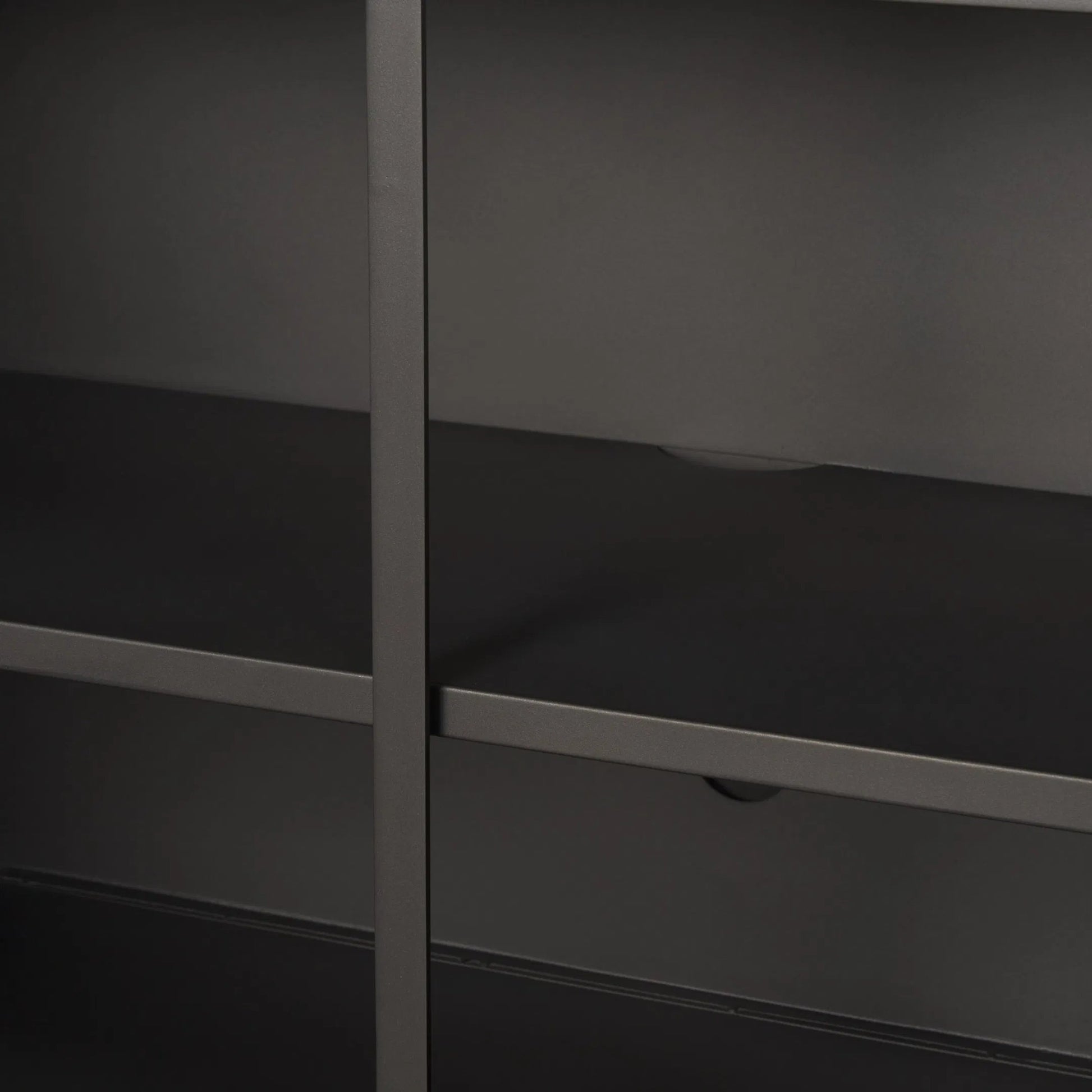 Roxdale Accent Cabinet by Mercana in black, silver. Made from metal in a unique style.