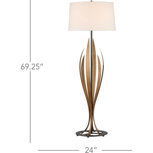 Neilos Floor Lamp by Currey and Company in antique brass, oil rubbed bronze. Made from metal in a modern style.