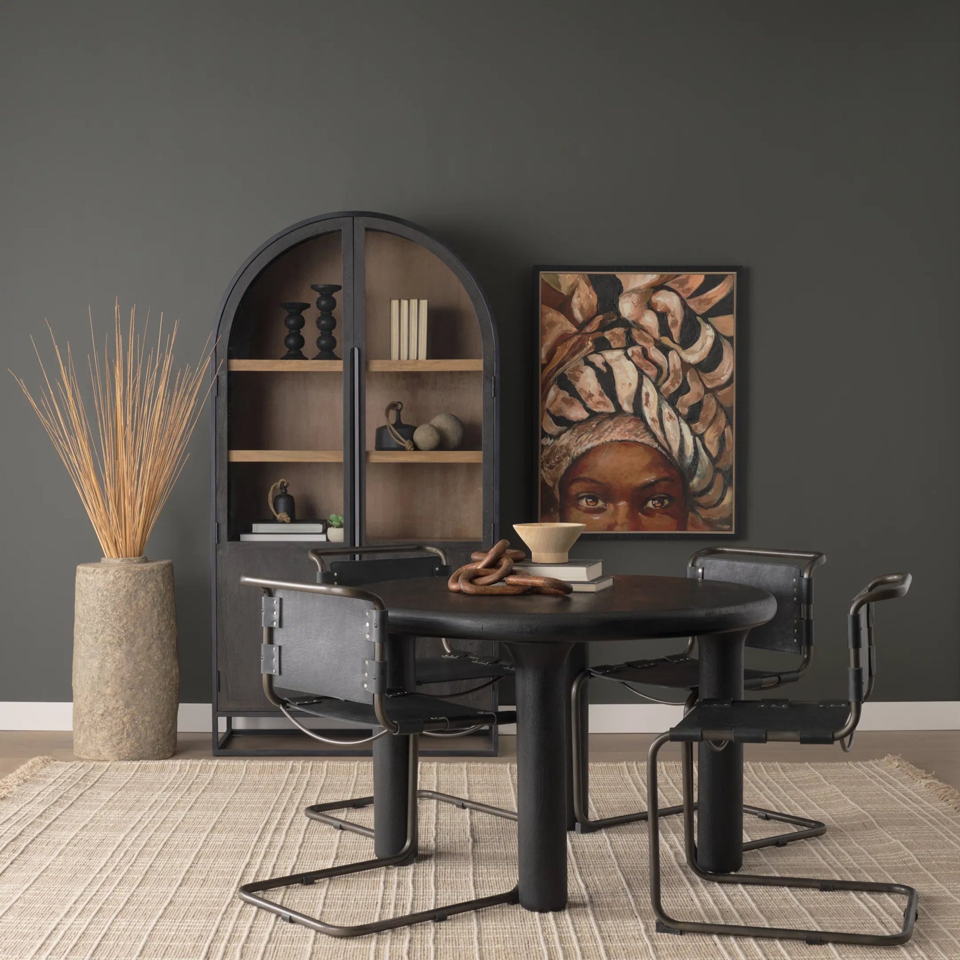 Berbick Dining Chair by Mercana. Made from leather, iron in a unique style.
