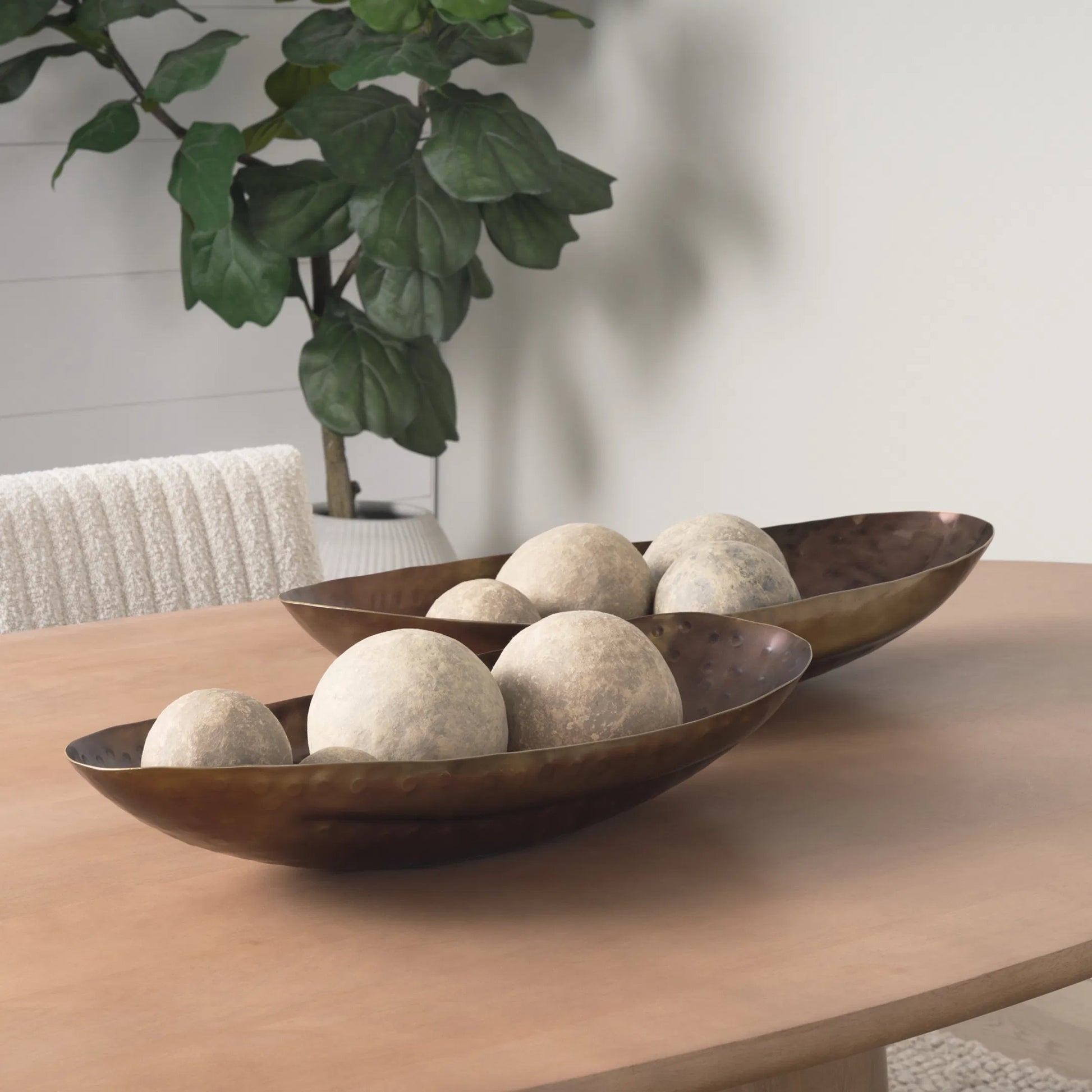 Karmen Hammered Oversized Bowls Set of Two by Mercana in gold. Made from unique in a modern style.