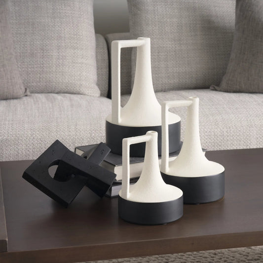 Burton White & Black Jug Vase by Mercana in black, white. Made from ceramic in a modern style.