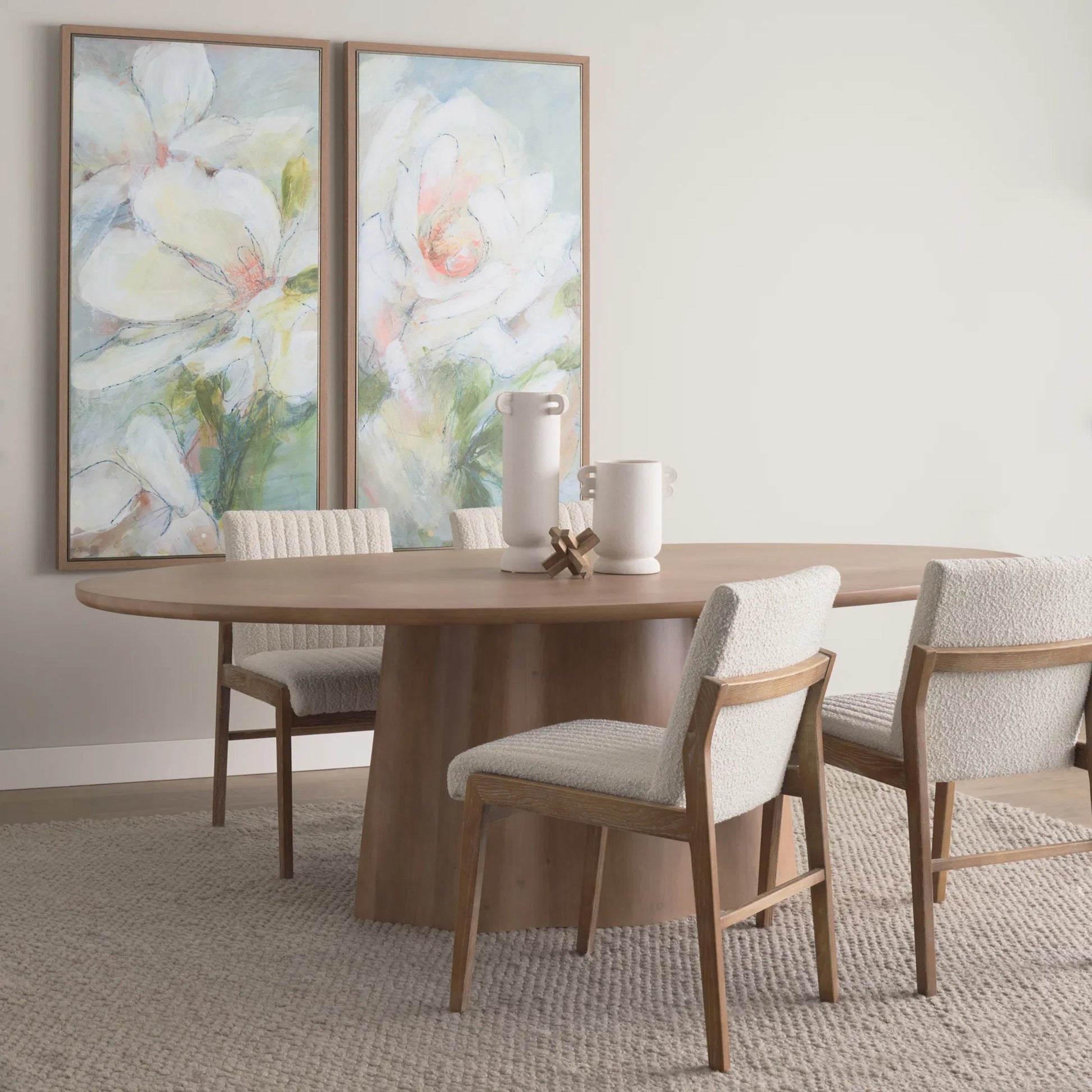 Tahoe Dining Chair by Mercana in cream, dark brown. Made from fabric in a unique style.