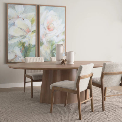Tahoe Dining Chair by Mercana in cream, dark brown. Made from fabric in a unique style.