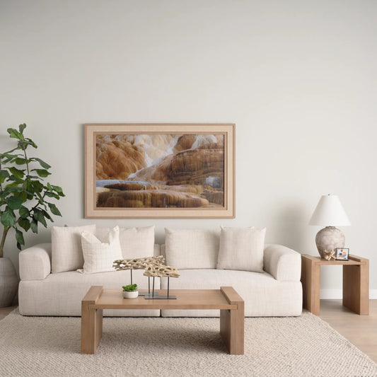 Wesson Accent Table by Mercana in light brown. Made from solid wood in a unique style.