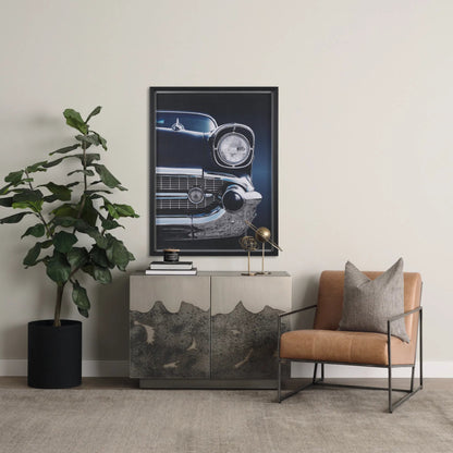 Roxdale Accent Cabinet by Mercana in black, silver. Made from metal in a unique style.