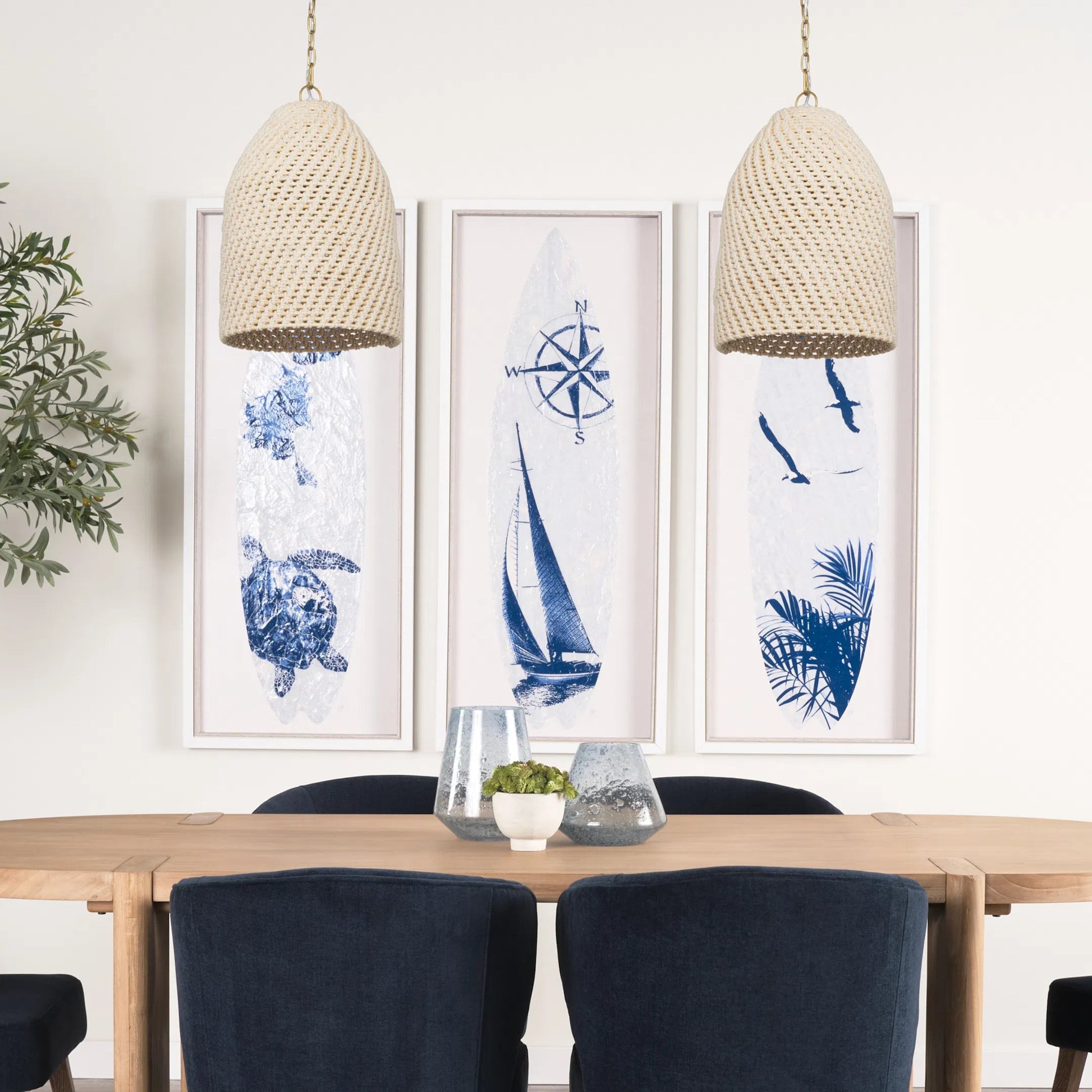 Tosha 1-Light Cotton Rope Bell Pendant by Mercana in cream. Made from rope in a rustic style.