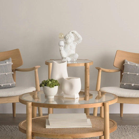 Simia Table Lamp by Mercana in white. Made from unique in a modern style.