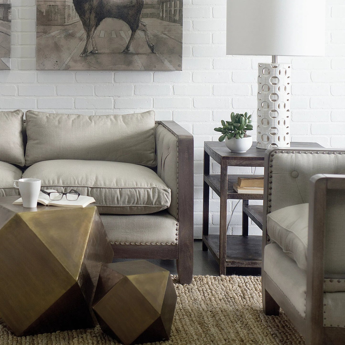 024 S-224586 | Lifestyle | Wright End/Side Table by Mercana in brown. Made from unique in a eclectic & global style.