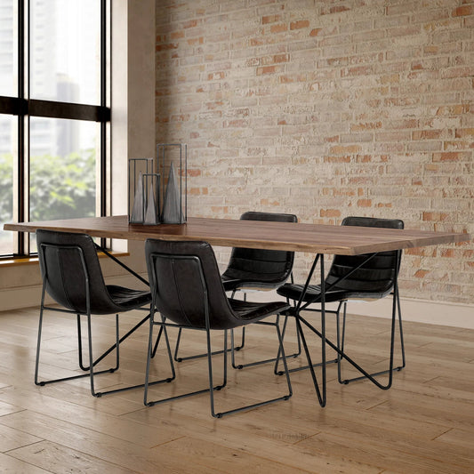 Thornton Dining Chair (Set of 2) by Mercana in dark brown. Made from faux-leather in a modern style.
