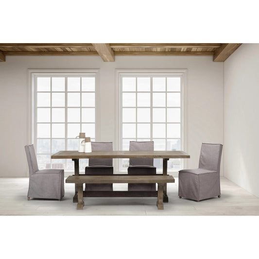 Elbert Dining Chair (Set of 2) by Mercana in gray, light brown. Made from wood, fabric in a transitional style.
