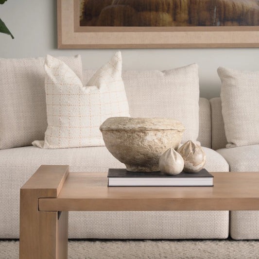 Caprie Decorative Object by Mercana in beige. Made from marble in a transitional style.