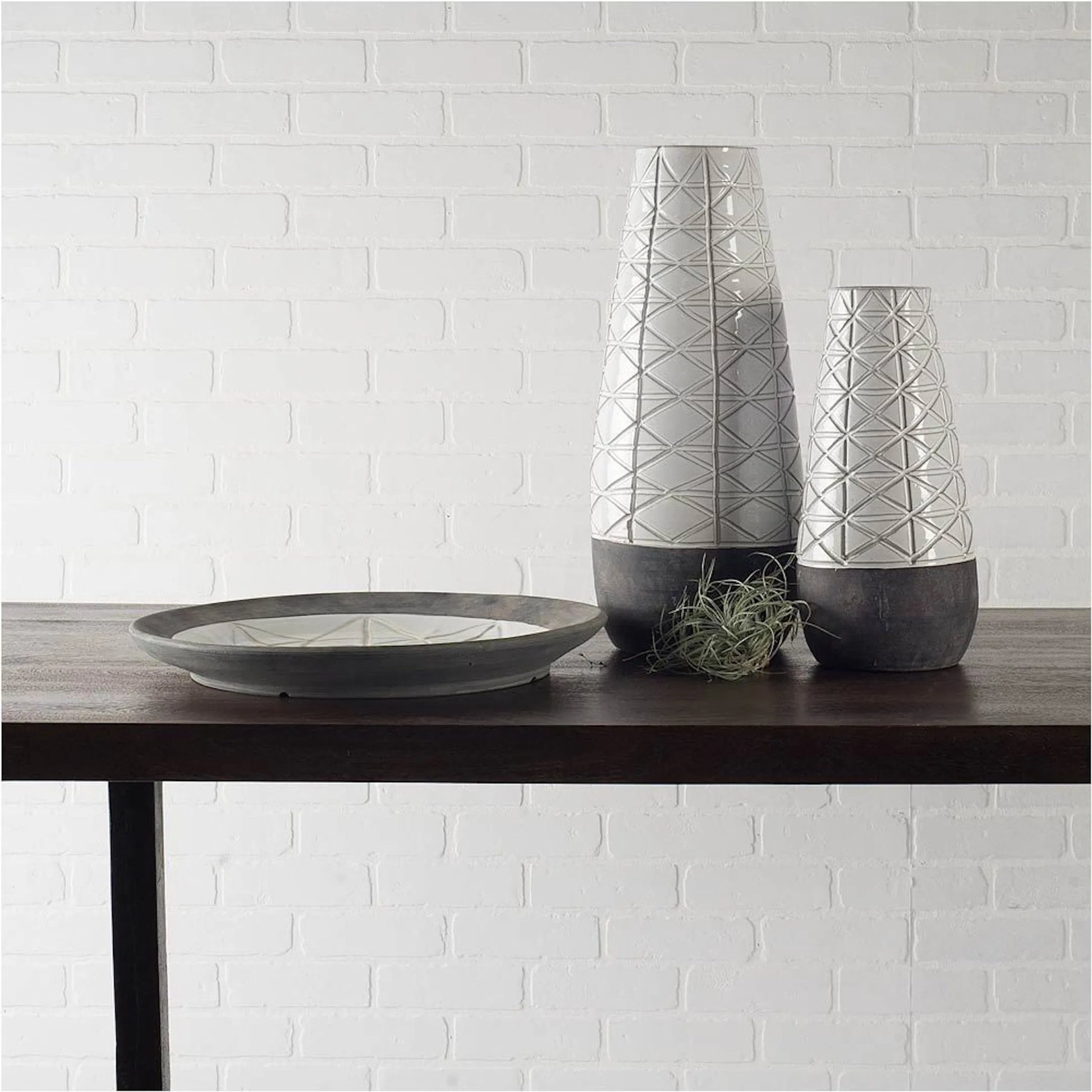 Harrier II Gray Dark Base Vase by Mercana in gray, white. Made from unique in a eclectic & global style.