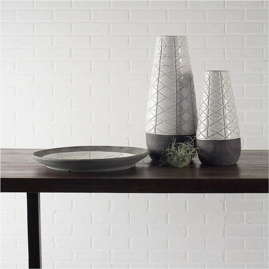 Harrier II Gray Dark Base Vase by Mercana in gray, white. Made from unique in a eclectic & global style.