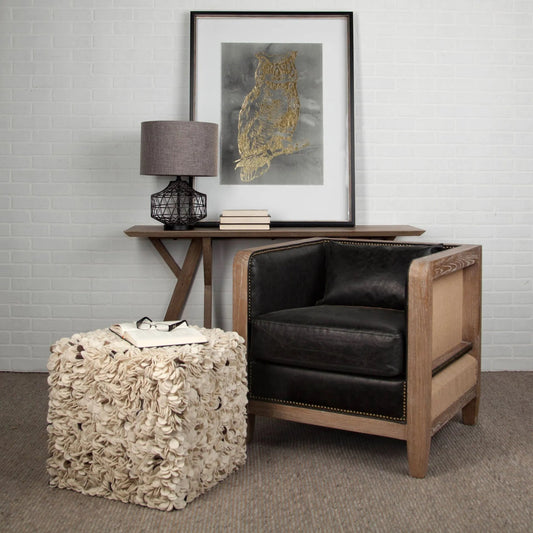 Clark Table Lamp by Mercana in gray. Made from linen shade in a modern style.