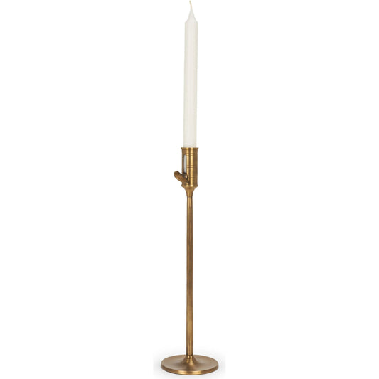 Chantria Adjustable Taper Candle Holder by Mercana in antiqued brass. Made from metal in a unique style.