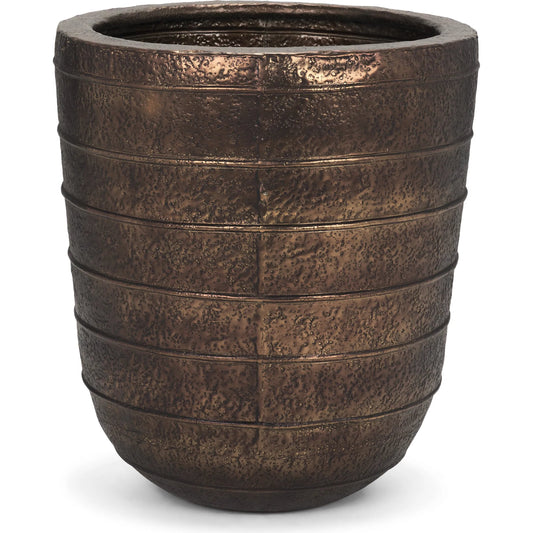 Aivana Antiqued Gold Floor Vase by Mercana in antiqued brass. Made from metal in a rustic style.