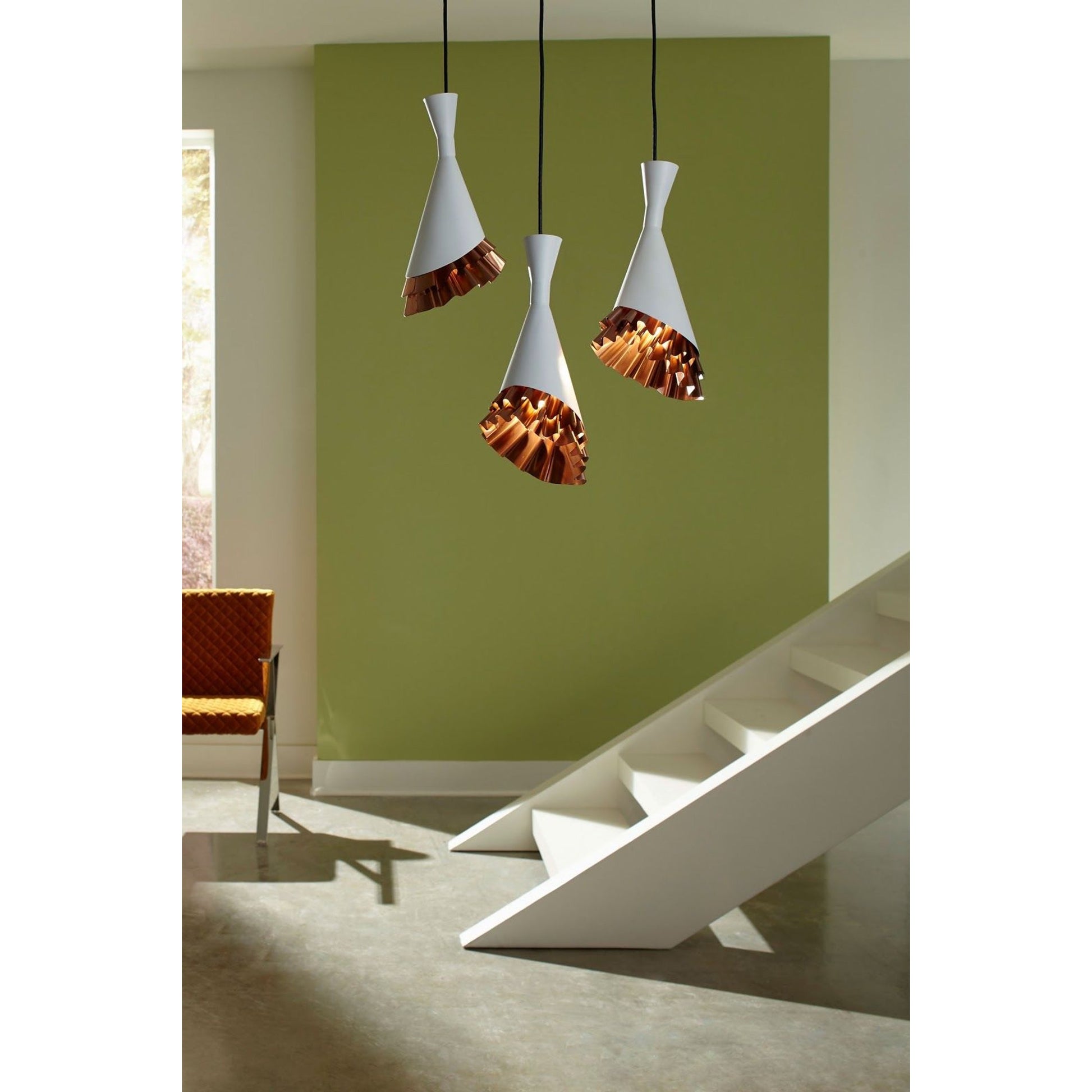 Ruffle Pendant Lamp by Phillips Collection in black, gold and brass. Made from metal in a eclectic & global style.