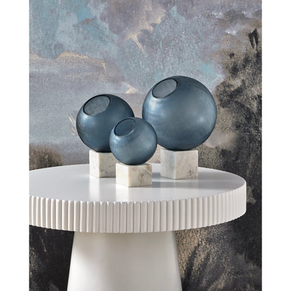 Fresno Orb Set by Currey and Company in indigo blue, natural. Made from glass, marble in a modern style.