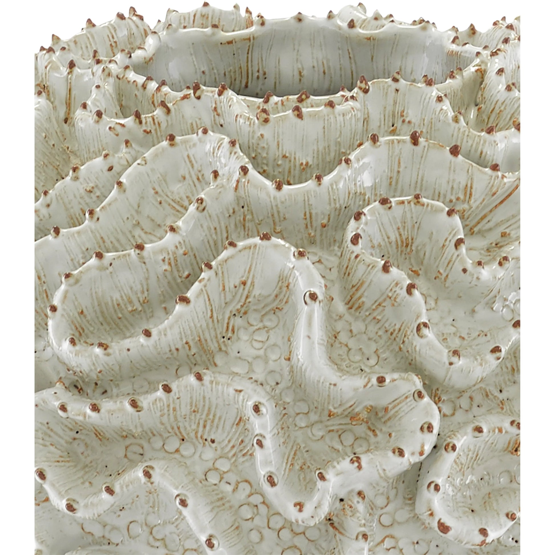 Swirl Vase by Currey and Company in white, gold. Made from ceramic in a coastal style.