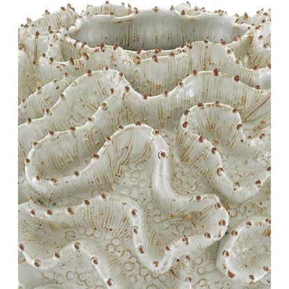 Swirl Vase by Currey and Company in white, gold. Made from ceramic in a coastal style.