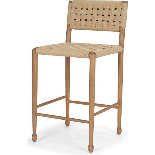 Brinley Paper Rope Seat Counter Stool by Mercana. Made from solid wood in a transitional style.