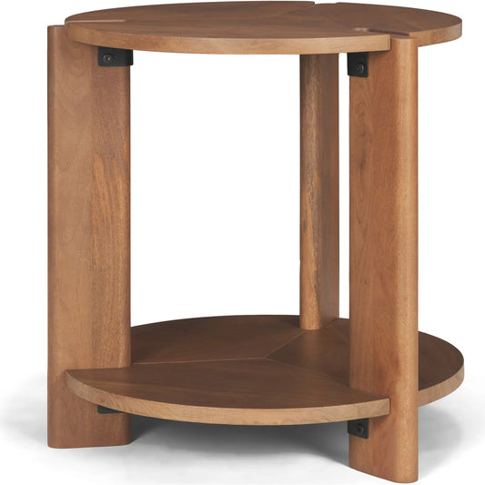 Hisako Accent Table by Mercana in brown. Made from solid wood in a unique style.