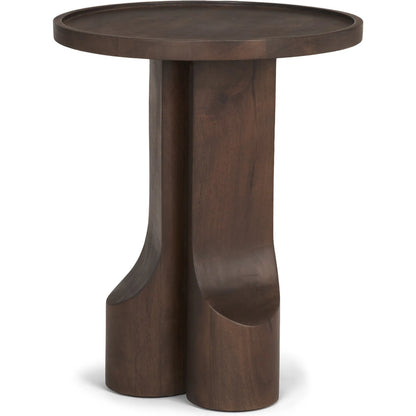 Cayson Accent Table by Mercana in dark brown. Made from solid wood in a traditional style.