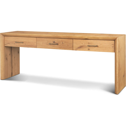 Belford Console Table by Mercana in light brown. Made from manufactured wood in a transitional style.