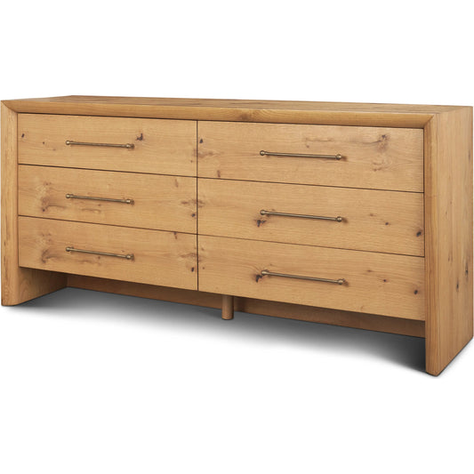 Belford 6-Drawer Dresser by Mercana in light brown. Made from manufactured wood in a transitional style.