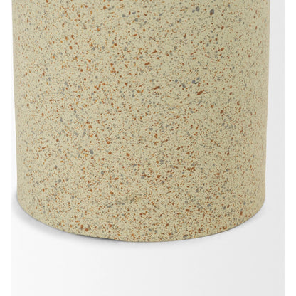 Akira Textured Pillar Candle Holder by Mercana in beige. Made from metal in a transitional style.