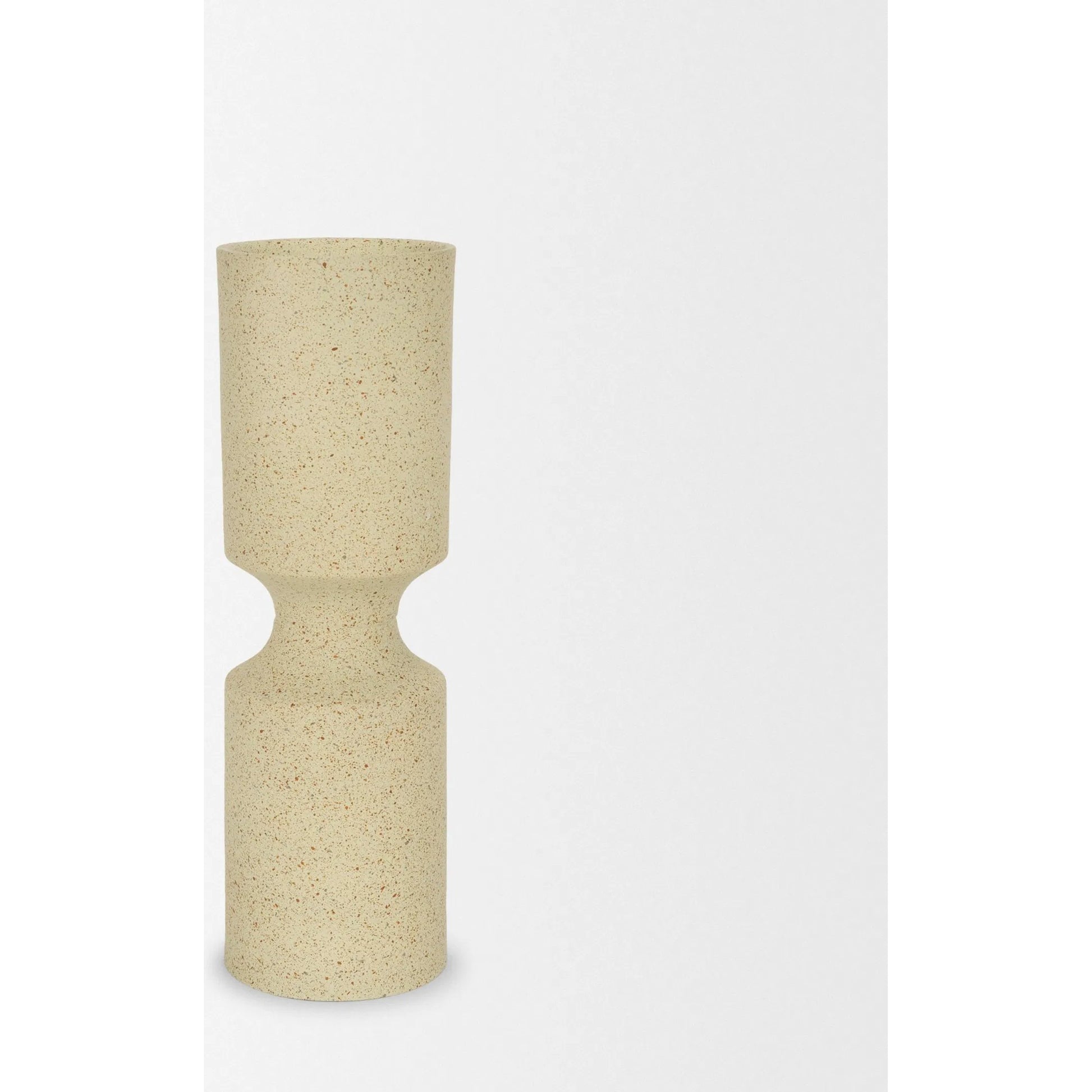 Akira Textured Pillar Candle Holder by Mercana in beige. Made from metal in a transitional style.